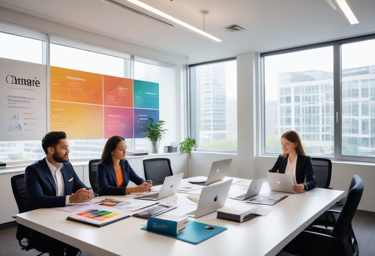 A diverse group of professionals collaborating around a large table, reviewing assessment results on digital devices, showcasing charts and graphs depicting trustworthiness metrics. The room is modern with large windows allowing natural light, symbolizing transparency and innovation in hiring. There are motivational posters about trust and teamwork on the walls. super-realistic. bright colors. modern office style.